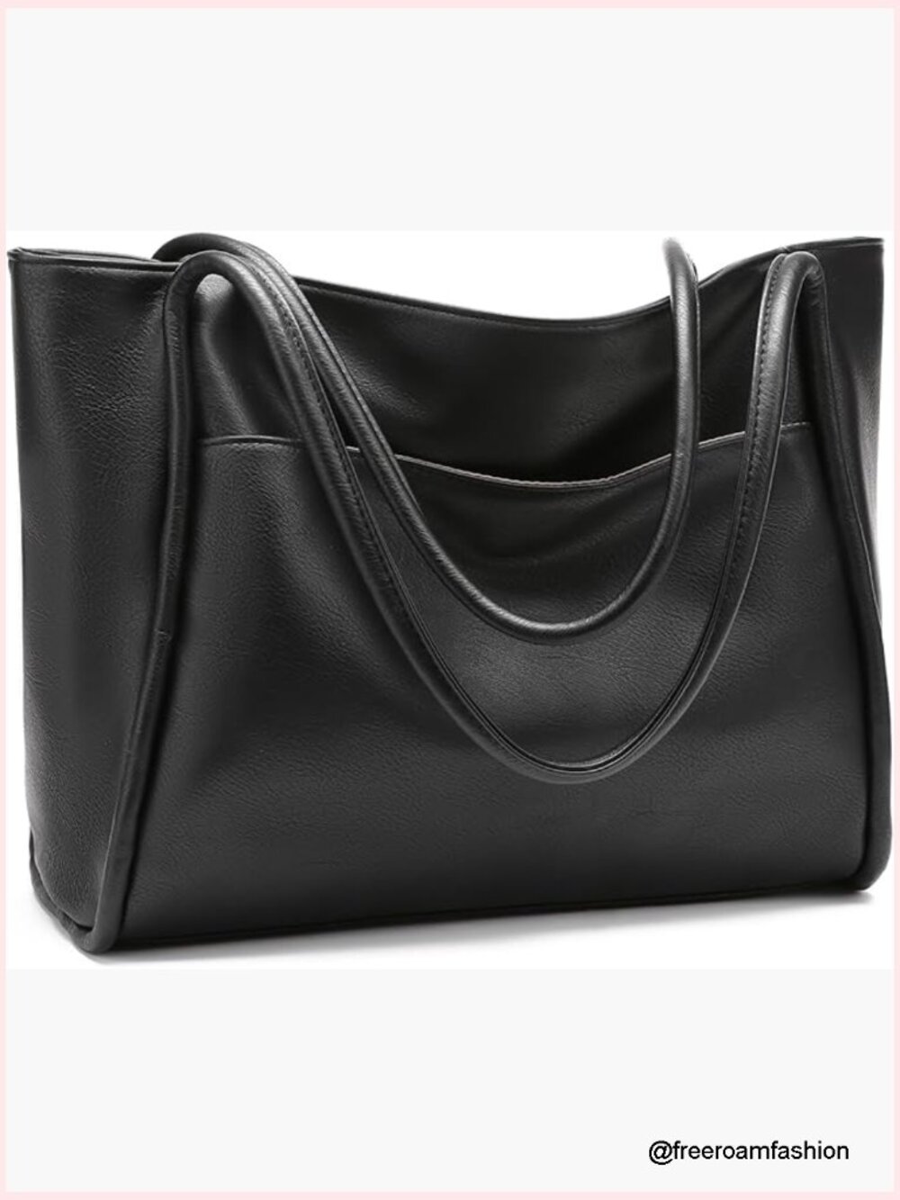 Faux Leather Zip Tote Work Weekender Laptop Bag Vegan Shoulder Purse